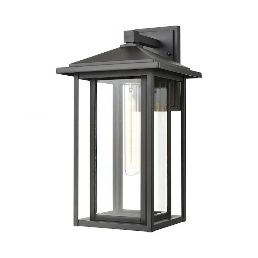 17" Outdoor Wall Light in Black Finish with clear glass, 1xE26, Aluminium and Iron Frame